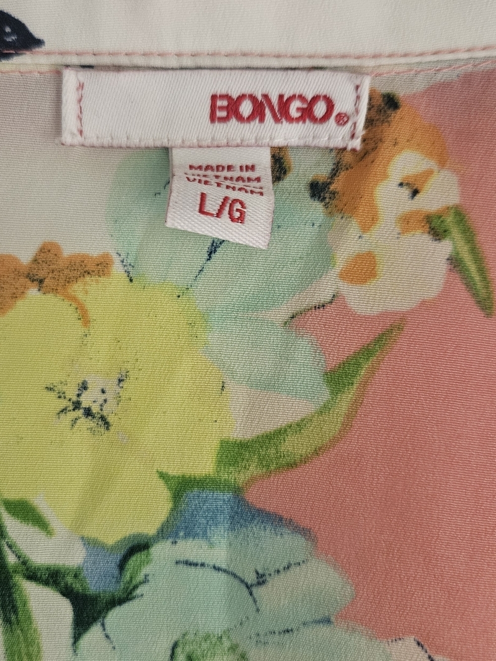 BONGO Floral Pink & White Open Cropped Blazer Sz Large - Picture 2 of 5